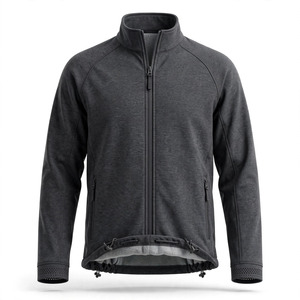 Veste polaire en polyester pour homme, col montant, fermeture éclair intégrale, tricotée, coupe droite, vêtement d'extérieur décontracté - Product Image 1