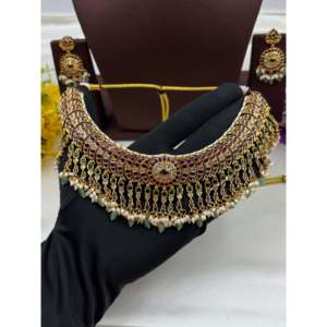 Madhavi Traditional Premium Gold-Plated Necklace Earring & Ring Set for Festivals - Product Image 3