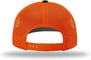 Unisex Trucker Cap 6-Panel Mesh Baseball <b>Hat</b> Adjustable Solid Color Casual Adult Fit Orange <b>Navy</b> Contrast Stitching - Product Image 2