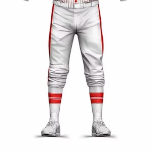 Conjunto de Uniforme de Béisbol Estampado para Hombre, Jersey Blanco con Rayas Rojas, Manga Corta, Transpirable, Poliéster, Cintura Elástica, Corte Regular - Product Image 6