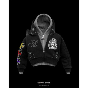 Sudadera con capucha y cremallera Glory Zone, personalizada, de tejido grueso, con lavado ácido, estilo vintage, desgastada, de forro polar, para uso urbano, venta al por mayor, unisex. - Product Image 4