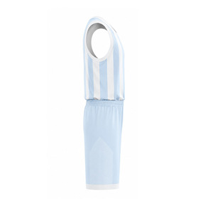 Conjunto de Uniforme de Baloncesto Ekin Impex, Azul Claro con Rayas Blancas, Sin Mangas, Cuello en V, Transpirable, Poliéster, Uniformes de Baloncesto Personalizados - Product Image 6