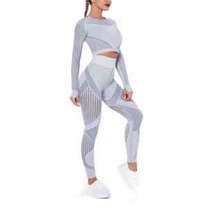 Conjunto de Yoga de 2 Piezas para Mujer, Talla Grande, Color Sólido, con Cinturón, Spandex/Poliéster, Anti-UV, Secado Rápido, Transpirable, para Entrenamiento en el Gimnasio - Product Image 4