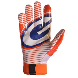 Full Finger American Football Gloves <b>Orange</b> White Polyester Non-Slip Quick Drying Breathable Hook and Loop Closure Men Summer - Product Image 5