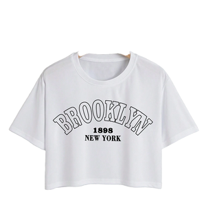 Camisetas Básicas de Manga Corta con Cuello Redondo, Estilo Urbano, Transpirables, Tejidas, 100% Algodón, con Logotipo Serigrafiado, para Mujer - Product Image 5