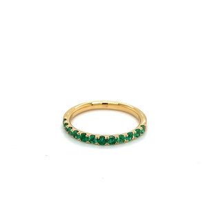 Anillos de Eternidad con Esmeraldas, Chapados en Oro de 18K, Joyería Clásica de Compromiso para Mujer, Piedra de Nacimiento de Julio, Engaste Pavé, SV JEWELS IGI - Product Image 2