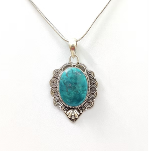 Pendentif en pierre turquoise à motif ethnique artisanal, prix direct usine, bijoux bohèmes pour femmes - Product Image 3