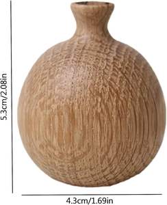 Handcrafted small wooden vase smooth natural finish compact decor accessory for desks shelves <b>bedside</b> <b>tables</b> <b>narrow</b> - Product Image 3