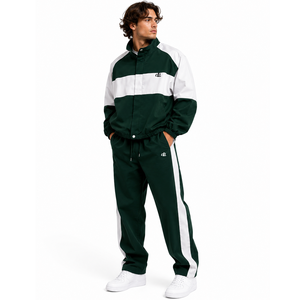 OEM Custom Tricolor Panel Men Hooded Windbreaker <b>jacket</b> for men Lightweight Nylon Jogger Pants Activewear Set Wholesale Supplier - Product Image 4