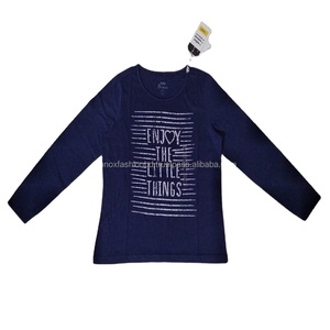 Collection de t-shirts pour enfants 100% coton imprimés sur mesure et écologiques pour les filles d'été en tissu tricoté à manches longues et col rond - Product Image 3