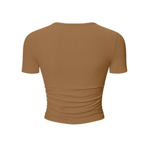 เสื้อครอปออกกำลังกายแฟชั่นล่าสุดสำหรับผู้หญิง ออกแบบโลโก้ได้ตามต้องการ เหมาะสำหรับออกกำลังกาย ฟิตเนส โยคะ ทรงรัดรูป - Product Image 2