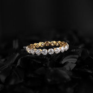Anillo de Boda de Oro de 14K con Diamantes Cultivados Redondos de Punta Compartida y Eternidad Completa, Anillo Apilable para Aniversario, Joyería al por Mayor - Product Image 2