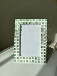 Unique Design Multi Color Mosaic Photo <b>Frame</b> Rectangular Glass Tile Surface Picture Holder Tabletop Home Office Display Stand - Product Image 3