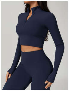 Camiseta Deportiva de Yoga para Mujer, Manga Larga, Secado Rápido, Transpirable, Antibacterial, Ecológica, con Cierre - Product Image 4