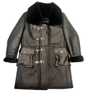 <b>Men's</b> Genuine Leather <b>Shearling</b> Aviator <b>Jacket</b> Premium Fur Lined Winter Coat Durable Warm Stylish Outerwear Wear - Product Image 5
