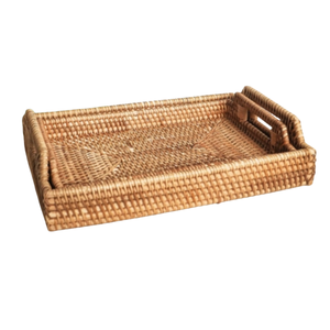 Rectangular Serving Rattan Tray <b>Basket</b> Vietnam Made from Natural Rattan for <b>Table</b> Display and OEM Custom Orders - Product Image 1