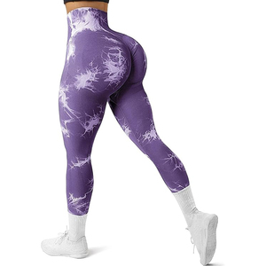 Leggings de Yoga de Cintura Alta para Mujer, Teñidos con Técnica Tie Dye, Largos, Elásticos, Tejidos, Ropa Deportiva, Pantalones Activos - Product Image 4