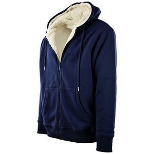 Inner Sherpa Lining Men's Zipper-Up Hoodie Non Woven Fabric Anti-Wrinkle Breathable Winter Heavyweight Zip Up Hoodies - Product Image 5