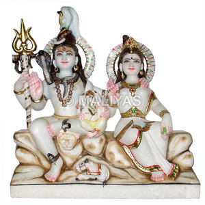 Statue en marbre de Shiva Parvati |   Fabricant de statues en marbre Shiv Parivar – Maliyas - Product Image 1