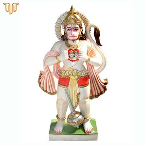Estatua de Hanuman de mármol con Ram Sita |   Murti de Bajrangbali |   Ídolo de mármol de Hanuman Ji - Product Image 2