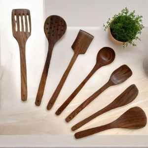 Juego de utensilios de cocina de madera, utensilio de cocina antiadherente, cucharas y espátulas de madera, cucharas de madera para cocinar, tenedor para ensalada - Product Image 3