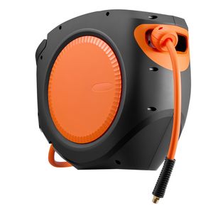 Carrete de manguera de aire híbrido de 6.6 pulgadas con rebobinado automático, 3/8 x 80 pies, mangueras retráctiles para compresor de aire, piezas neumáticas encapsuladas con presión máxima de 300 PSI - Product Image 1