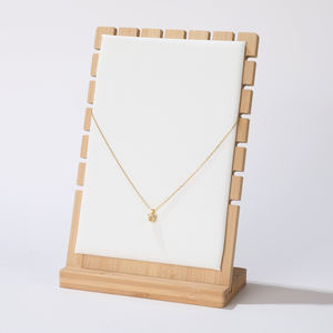 Wholesale Custom Luxury Square Bamboo Wood Suede/Pu Necklace & Bracelet <b>Jewelry</b> <b>Display</b> <b>Stand</b> Black - Product Image 2