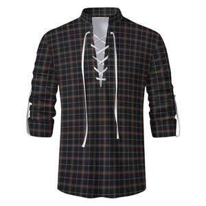 Chemise à manches longues traditionnelle écossaise pour homme, motif tartan Jacobite du clan O'Brien, style Ghillie Kilt, à lacets, best-seller - Product Image 1