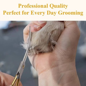 Tijeras Profesionales Curvas para Peluquería Canina, de Acero Inoxidable, Color Dorado, para Perros y Gatos, con Diseño de Doble Gancho - Product Image 4