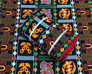 Eco-Friendly Woven African Embroidery Fabric <b>Black</b> Cotton Cloth Colorful Geometric Patterns for <b>Dresses</b> Home Textile Sewing - Product Image 1