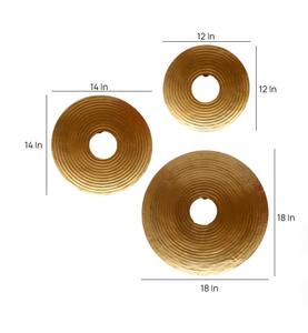 Modern Brass Circular Wall Art Decor Gold Plated Metal Handicraft Set for Home Decoration - Product Image 2