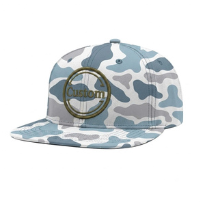 Custom Logo Structured 6 Panel Baseball Waterproof Fabric Camo Snapback Cap Flat Brim Camouflage Outdoor Street For Men Woman - Product Image 1