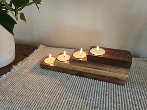 Portavelas de Madera Rústico, Decorativo, para Decoración del Hogar, Centro de Mesa, Comedor, Sala de Estar - Product Image 1