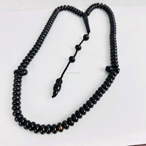 Venta al por mayor hecho a mano indio negro ébano madera oración Misbah 100 cuentas Rosario oración Tasbeeh católico madera Tasbih para uso religioso - Product Image 2