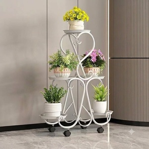 Support à fleurs vintage en fer forgé recouvert d'époxy artisanal Khang Hung Phat, 3 pots, élégant, motif circulaire, pour intérieur - Product Image 5
