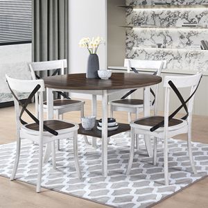 Modern <b>Farmhouse</b> Retro Design 45.7-inch <b>Round</b> <b>Dining</b> <b>Table</b> with 30-inch Shelf Height - Product Image 4