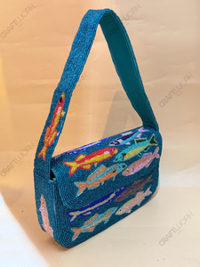 Bolso de Hombro con Cuentas Hecho a Mano, Inspirado en la Vida Marina, Bolso de Mano con Motivo de Peces Coloridos, Bolso de Noche, Proveedor Mayorista - Product Image 2
