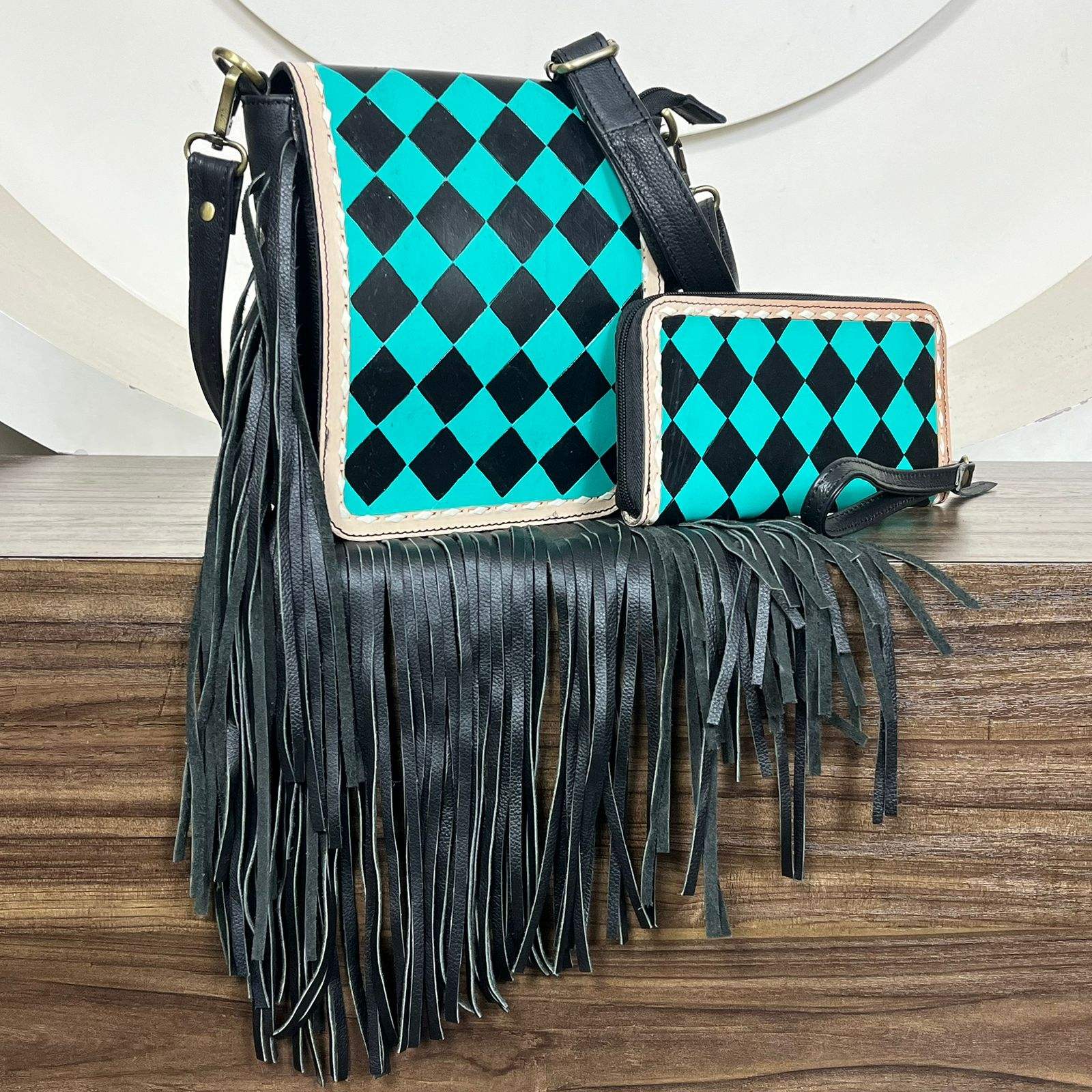 Black & Turquoise Checkered