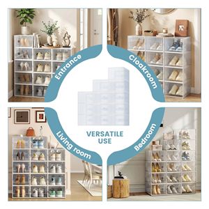 Set di 12 Scatole Trasparenti per Scarpe - Organizzatore Impilabile per Armadio, Corridoio e Camera da Letto Ventilato, contiene scarpe fino alla taglia US 11. - Product Image 3