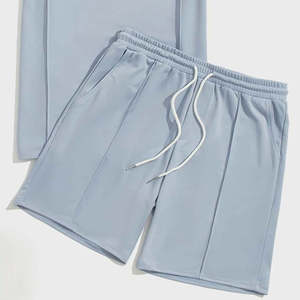 Ensemble deux pièces GUJ pour homme : T-shirt décontracté en coton de couleur unie et short respirant à séchage rapide, style urbain, personnalisable - Product Image 4