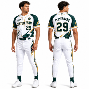 Ensemble de maillot et pantalon de baseball Diamond, à manches courtes raglan boutonnées, à rayures fines, dégradé géométrique, ventilé et anti-humidité - Product Image 4
