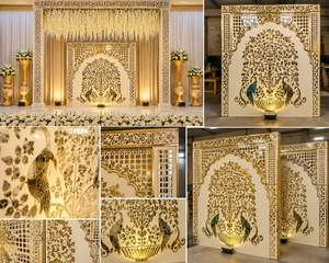 Magnifique toile de fond en panneaux miroir pour mariages en destination, scène à thème miroir pour mariage indien contemporain, pour la décoration de réception - Product Image 6