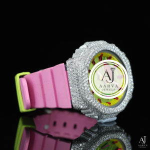 AARVA JEWELS นาฬิกาควอทซ์สุดหรูสำหรับผู้หญิง หน้าปัดคริสตัล แสดงวันที่/วันอัตโนมัติ ตัวเรือนประดับเพชรเทียม สายซิลิโคนสีชมพู ดีไซน์อนาล็อก ขนาด 40 มม. - Product Image 3