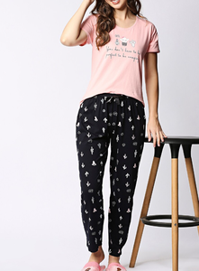 Pyjama pour femmes tendance imprimé, motif de dessin animé, ensemble de pyjama à manches courtes, vêtements de nuit en coton, vêtements de détente doux pour femmes - Product Image 3