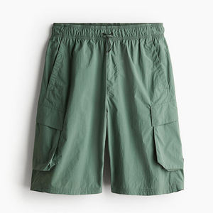 Pantalones Cortos Cargo Negros para Hombre, Cintura Media, Cordón Ajustable, Secado Rápido, Tela Oxford, Estilo Casual, Largo Bermuda - Product Image 3