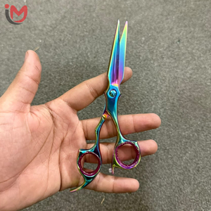 Ciseaux de coiffure professionnels en acier inoxydable, finition arc-en-ciel, manche moyen, pour droitiers, ciseaux de coupe de cheveux - Product Image 3