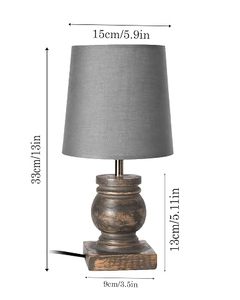 Wooden <b>Table</b> Lamp Fabric Shade Decorative <b>Bedside</b> Torchiere Lamp for Bedroom Living Room - Product Image 3
