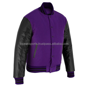 2026 OEM Hot Selling Purple Wool Black Leather Sleeves Varsity <b>Jacket</b> For Men's 100% High Quality Low MOQ <b>Heated</b> Fashion <b>Jackets</b> - Product Image 4