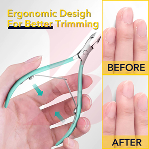Coupe-cuticules professionnel en acier inoxydable, manche doux au toucher, vert menthe, antidérapant, outils de manucure de qualité supérieure - Product Image 4