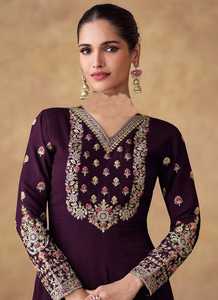 Salwar Kameez prêt-à-porter de style indien pakistanais en pur georgette, avec broderie lourde, travail de Zari et de sequins, pour mariage et occasions ethniques - Product Image 4